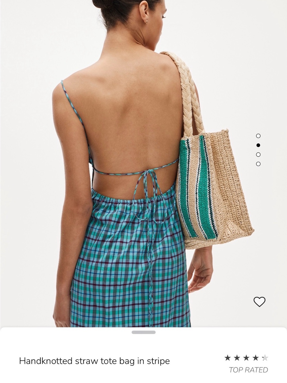 J. Crew Striped Handknotted Straw Tote - Green, Tan, White, Black - Picture 3 of 3